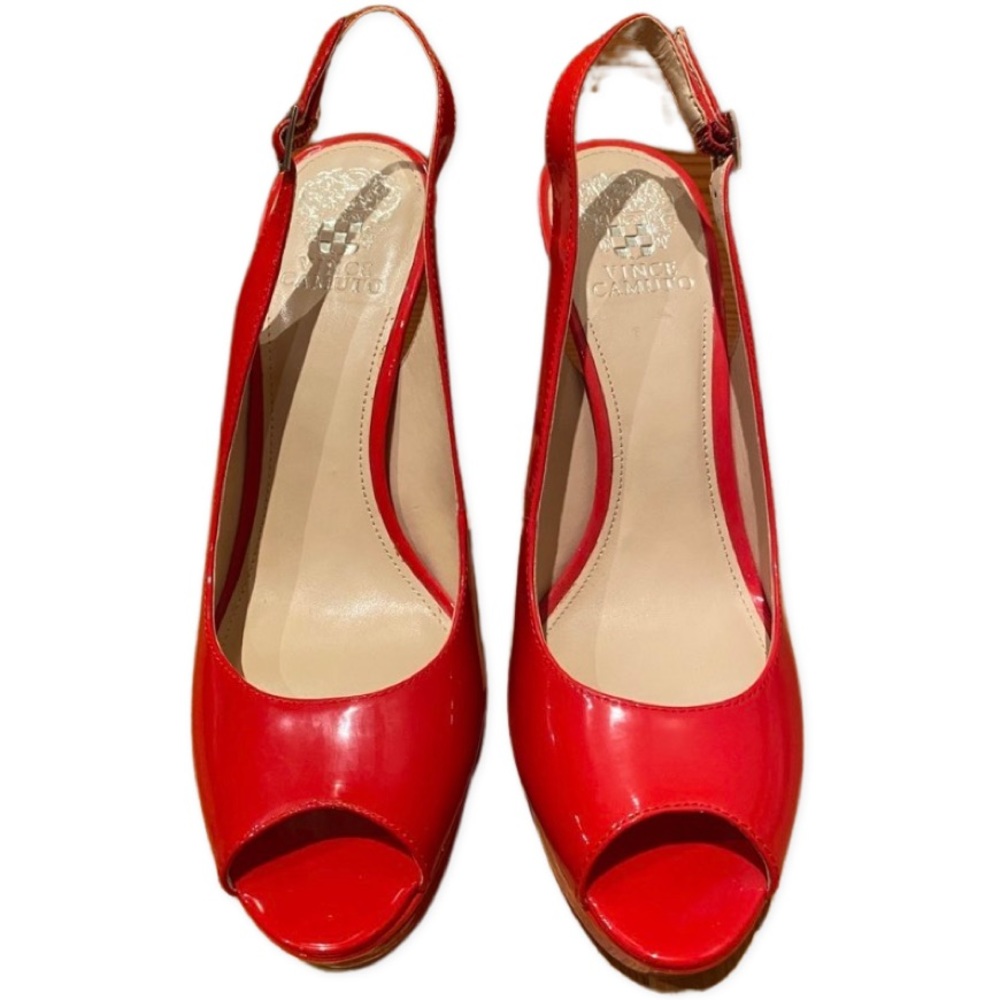 Vince Camuto Women's Tashinta Leather Pointed Toe Sling Back Classic Pumps Red Size 5.5 M main image 0